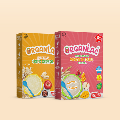 Organilac Bundle 01: Sunshine Oats and Wheat & Fruits organic baby cereals (6+ months)